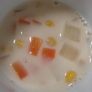 ホッとおいしい★豆乳味噌コーンスープ